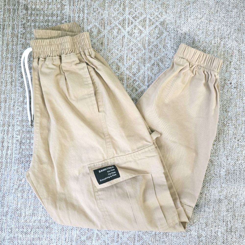 Khaki Cargo Jogger Pants | size 160 = teen 15\16